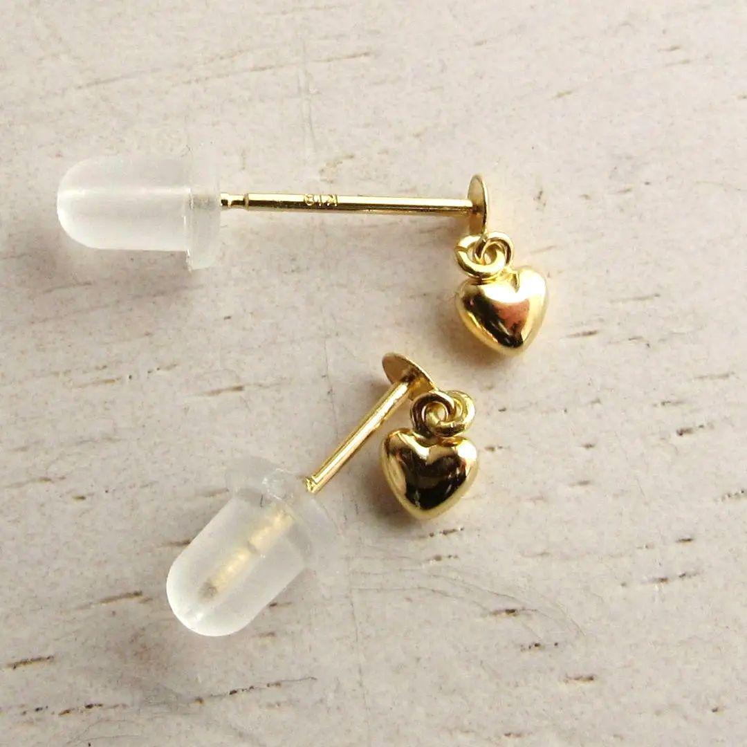 K18✨ハート S チャーム 立体 18KYG ハンドメイド ピアス ネックレス