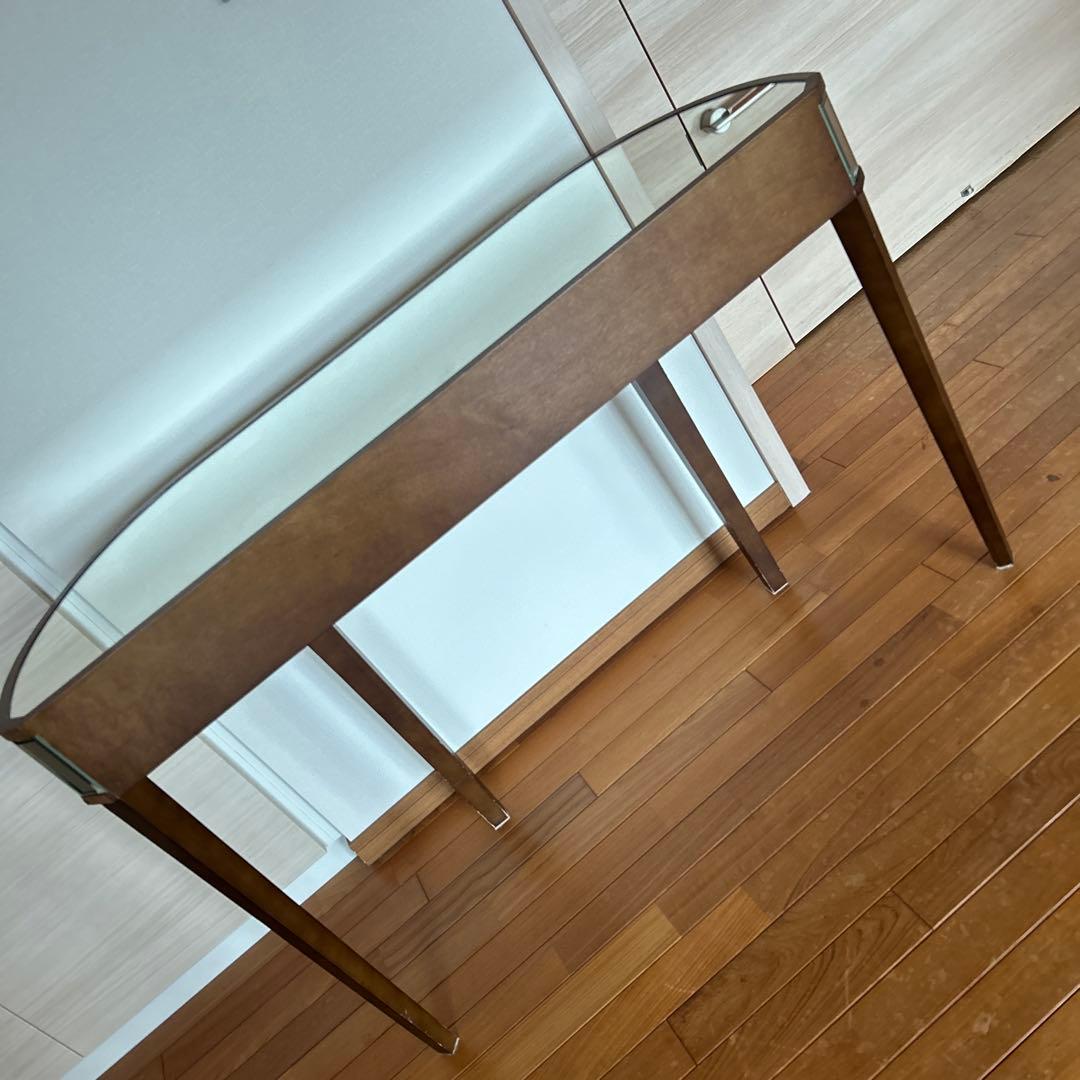 レア美品ローラアシュレイミラー仕上げのブラウン木製ドレッサーコンソールテーブル