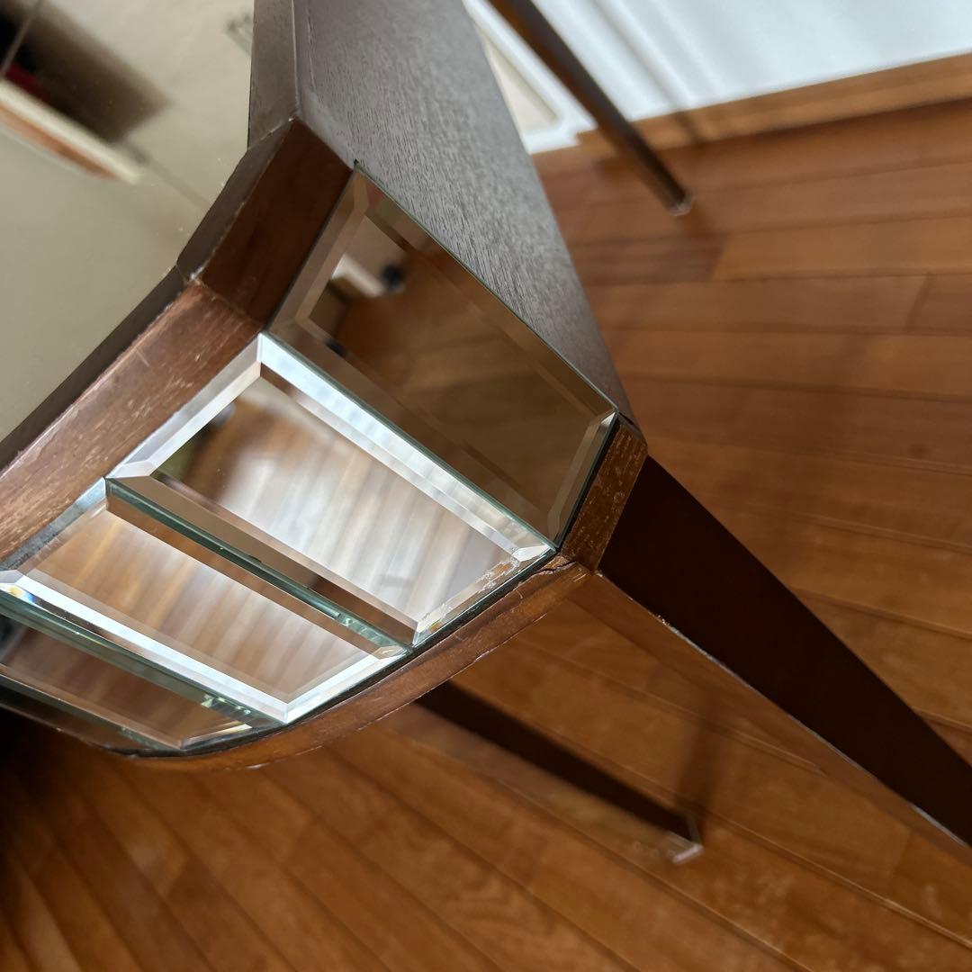 レア美品ローラアシュレイミラー仕上げのブラウン木製ドレッサーコンソールテーブル