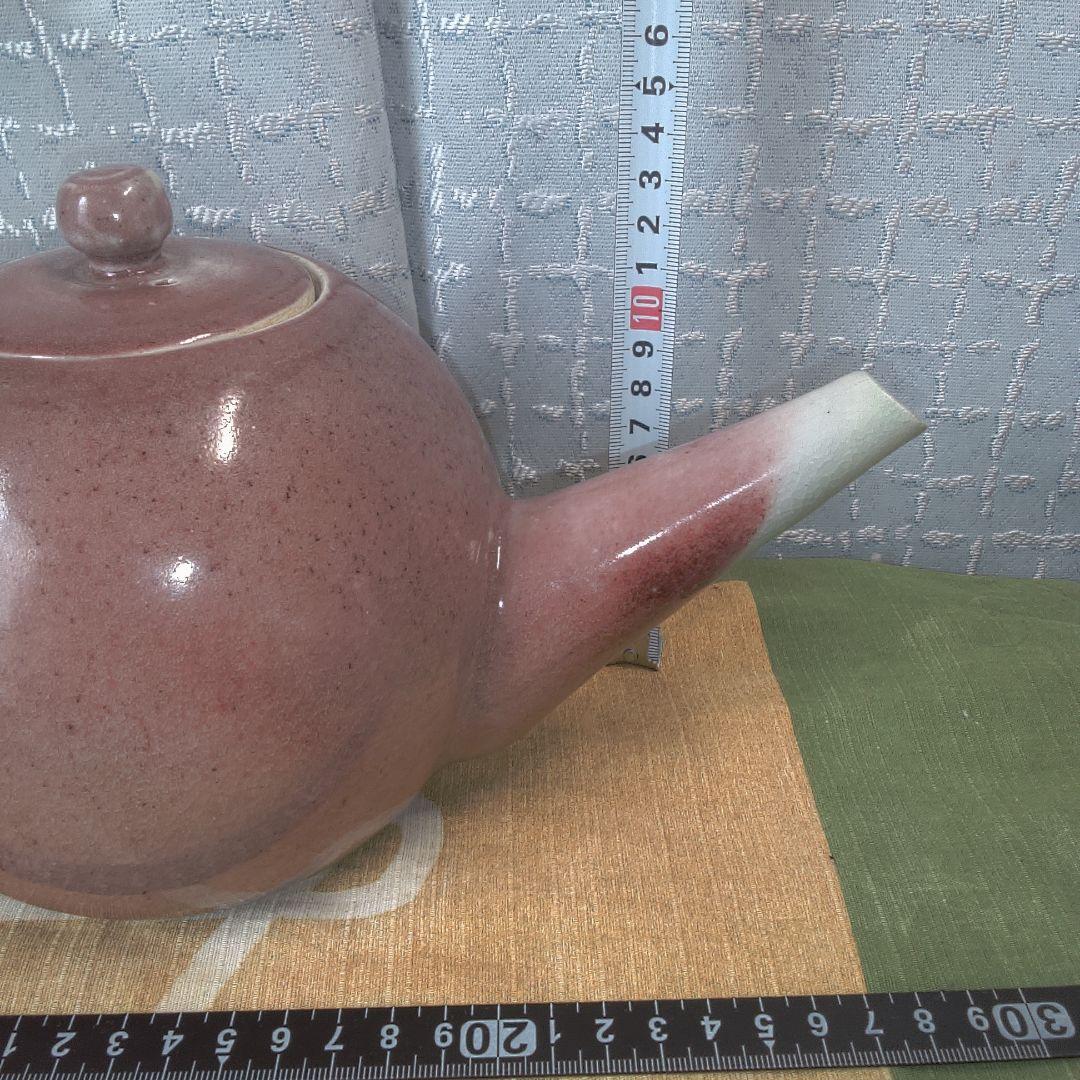 赤褐色 陶器製 急須 骨董 美術 アンティーク 辰砂？ 笠間焼？ 甚八？