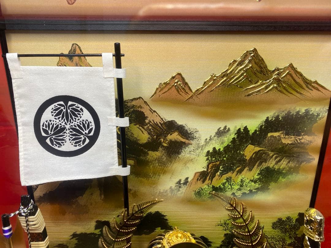 徳川家康公之兜　東京久月　五月人形　家紋付き兜飾り　オルゴール付きガラスケース入