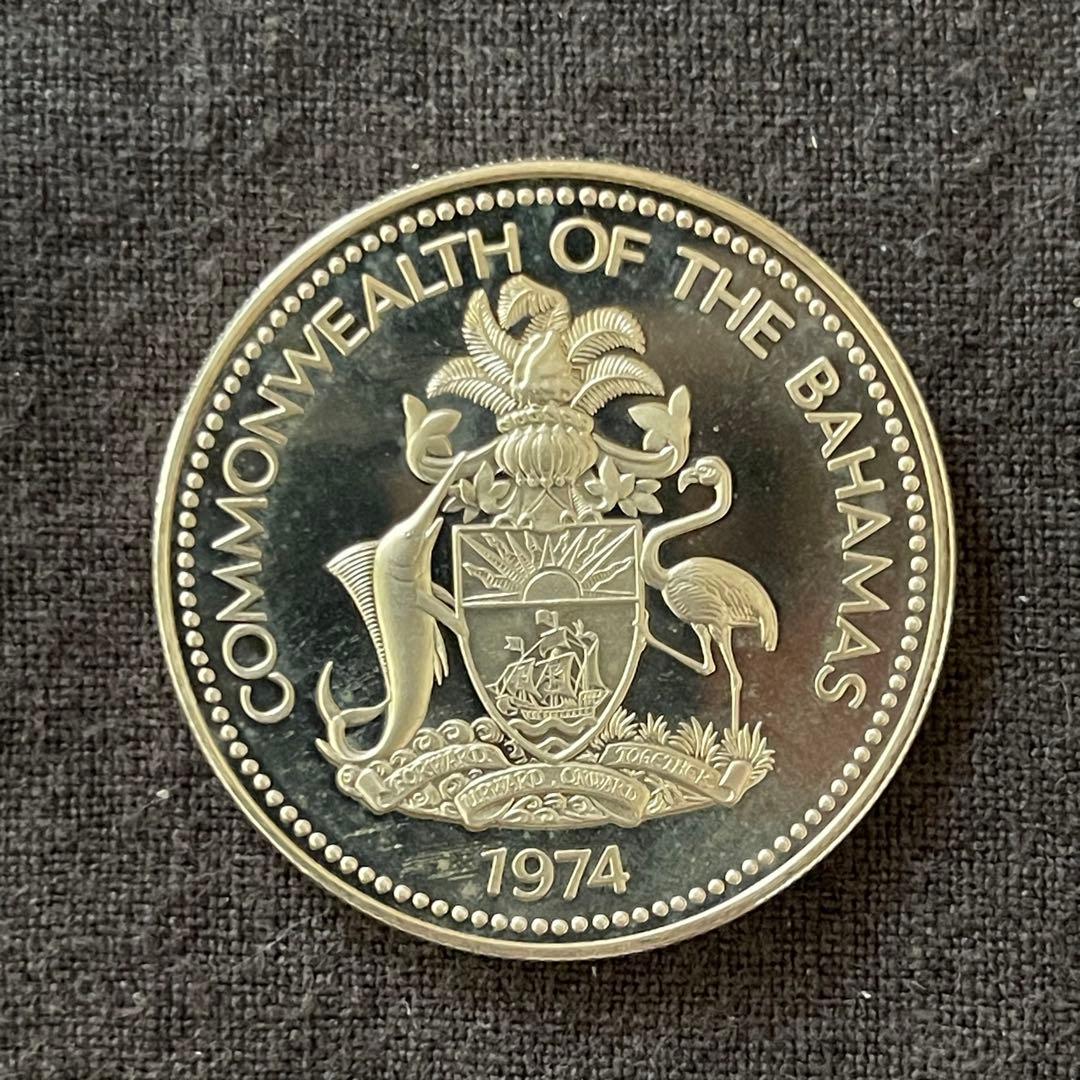 イギリス(バハマ) 1ドル　プルーフ銀貨　1974年