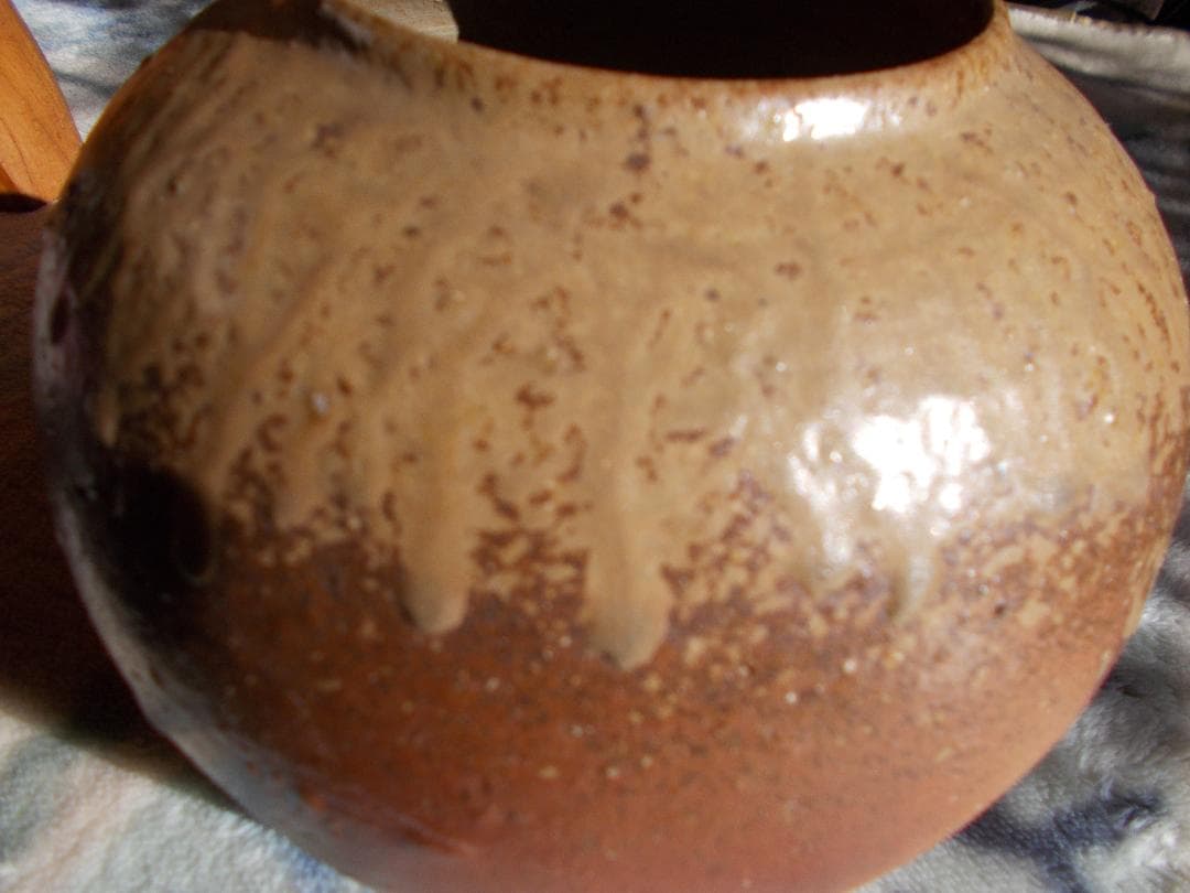 再お値下げ　備前焼流れゴマ中壺・伊勢崎紳作【14】