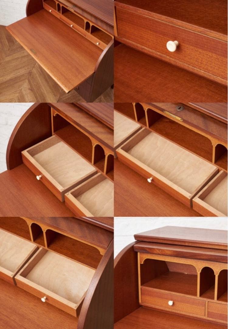 北欧家具 鍵付 スウェーデン ヴィンテージ バレル型 ライティングビューロー