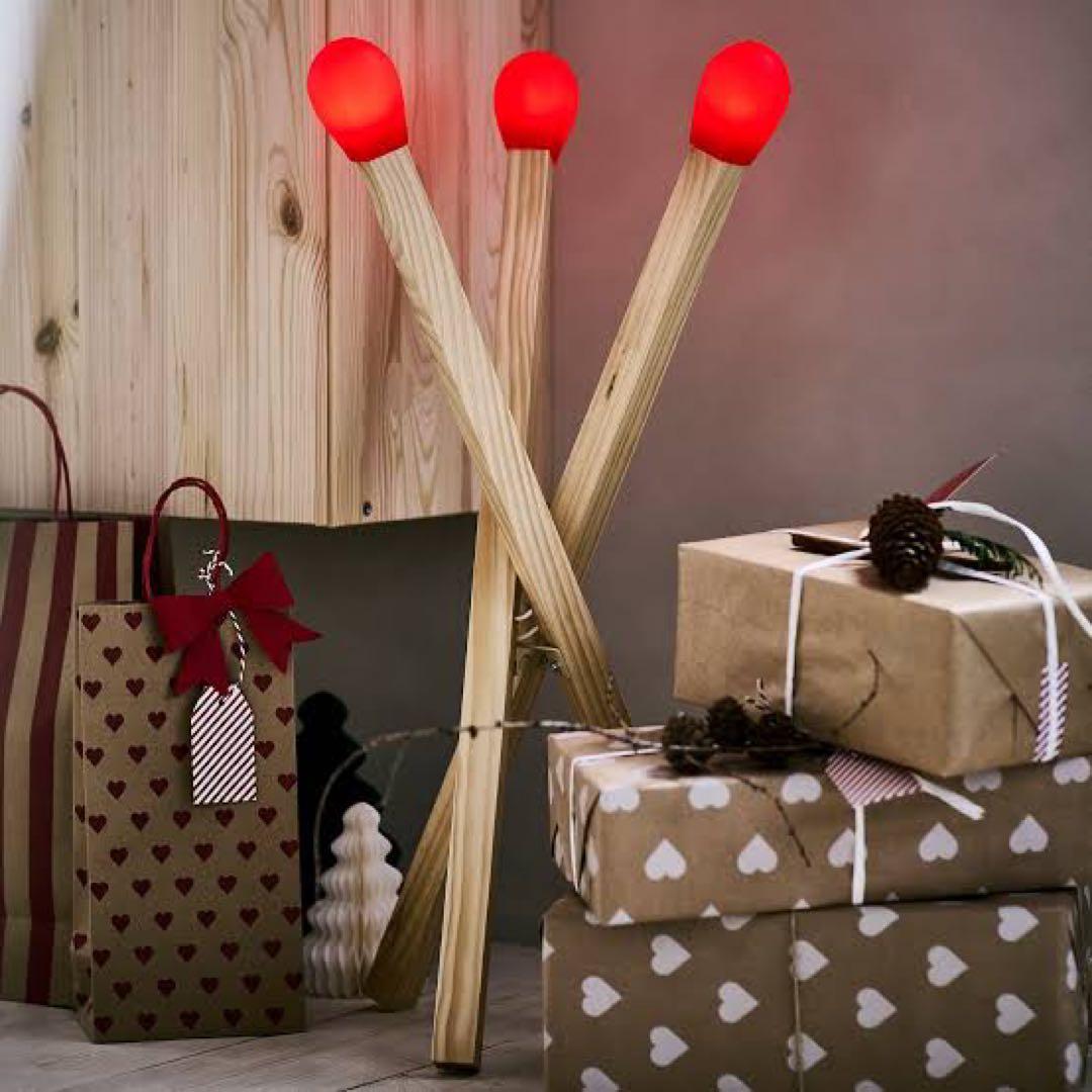 IKEA STRÅLA ストローラ LEDフロアランプ　マッチ棒　木製　限定照明