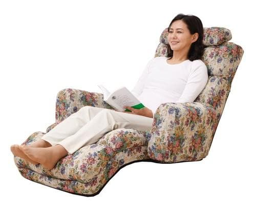 □NEWふかふかリラックスチェアDX 肘あり ゴブラン花柄　座椅子