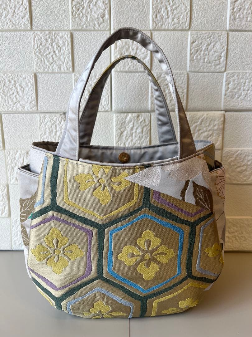 【正絹　チューリップバッグS】高級　人形師辻村ジュサブロー　上代49万の帯ラスト