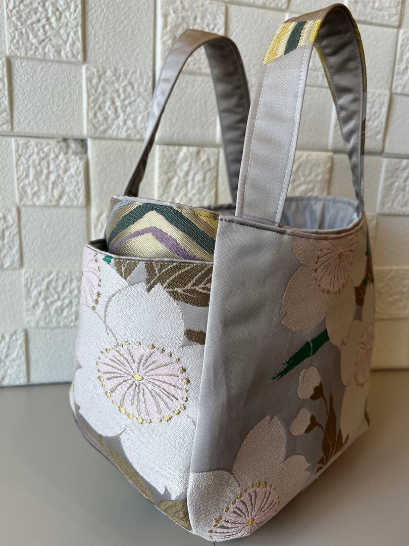 【正絹　チューリップバッグS】高級　人形師辻村ジュサブロー　上代49万の帯ラスト