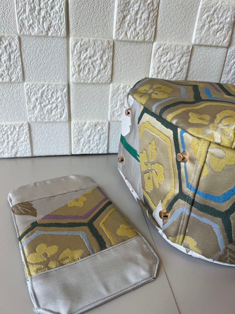 【正絹　チューリップバッグS】高級　人形師辻村ジュサブロー　上代49万の帯ラスト