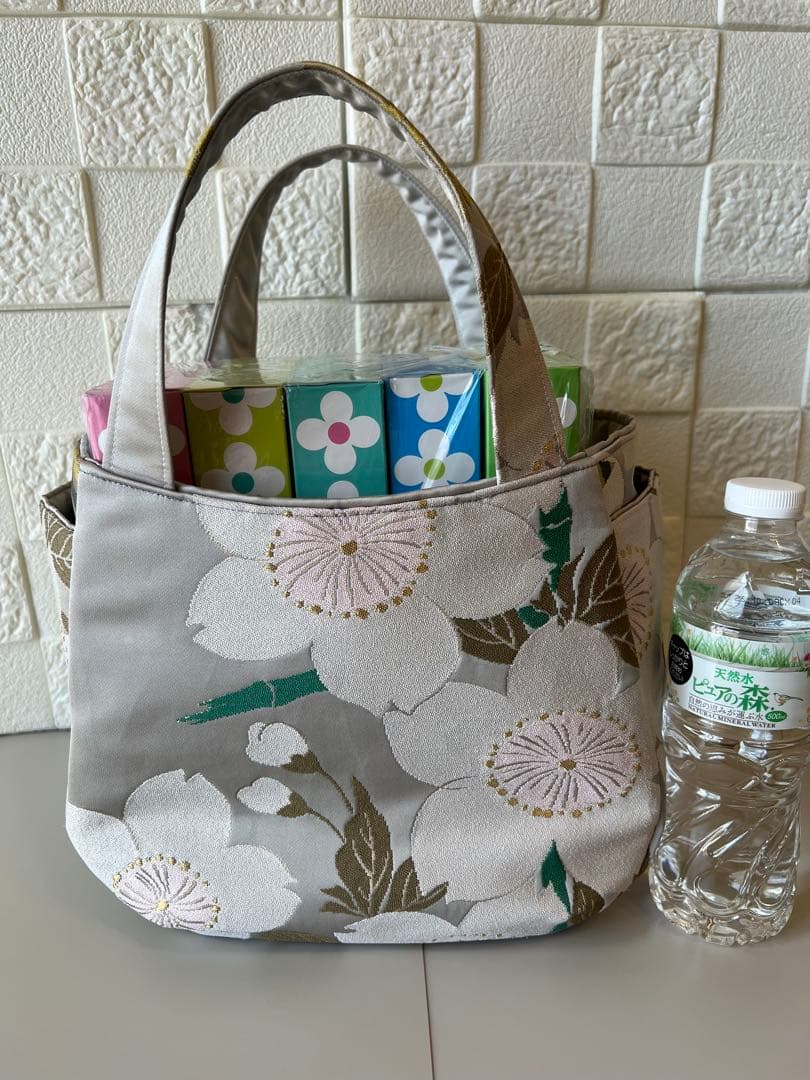 【正絹　チューリップバッグS】高級　人形師辻村ジュサブロー　上代49万の帯ラスト