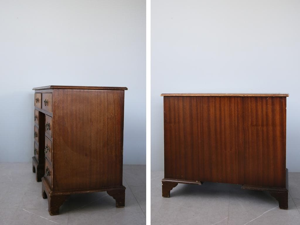 英国アンティーク木製の両袖デスク/勉強机/テーブル/オフィス事務(91-223)