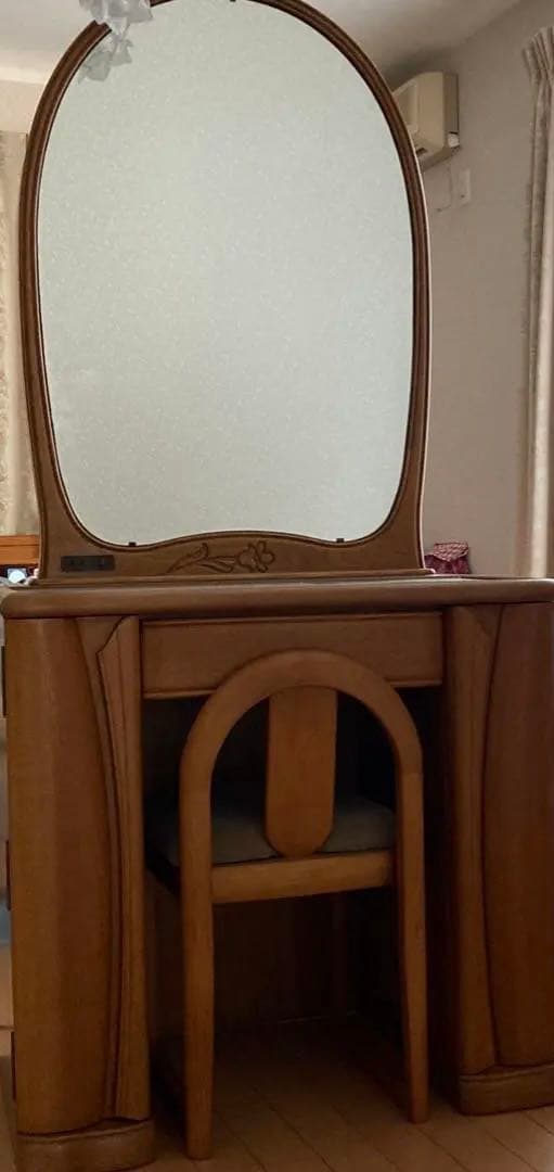 ドレッサー化粧台★ナラの木　天然木　椅子は別料金セット売りです