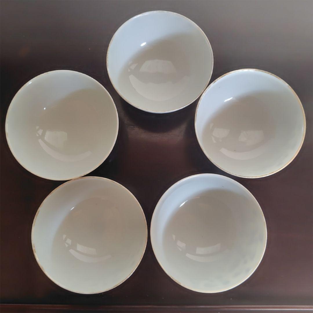 九谷焼　錦絵 金彩 蓋付き茶碗 飯茶碗 茶碗 5客 鳳凰 アンティーク 春