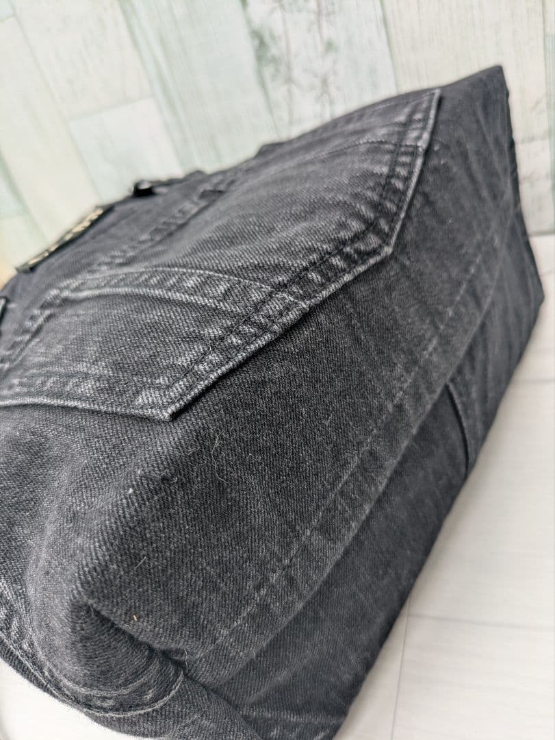 デニムリメイク　巾着トートバッグ　＊オーバーオール＊