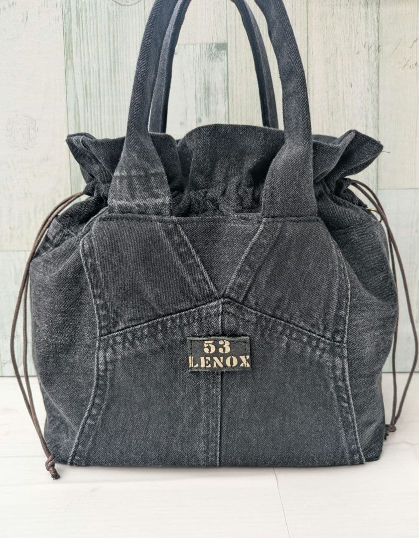 デニムリメイク　巾着トートバッグ　＊オーバーオール＊