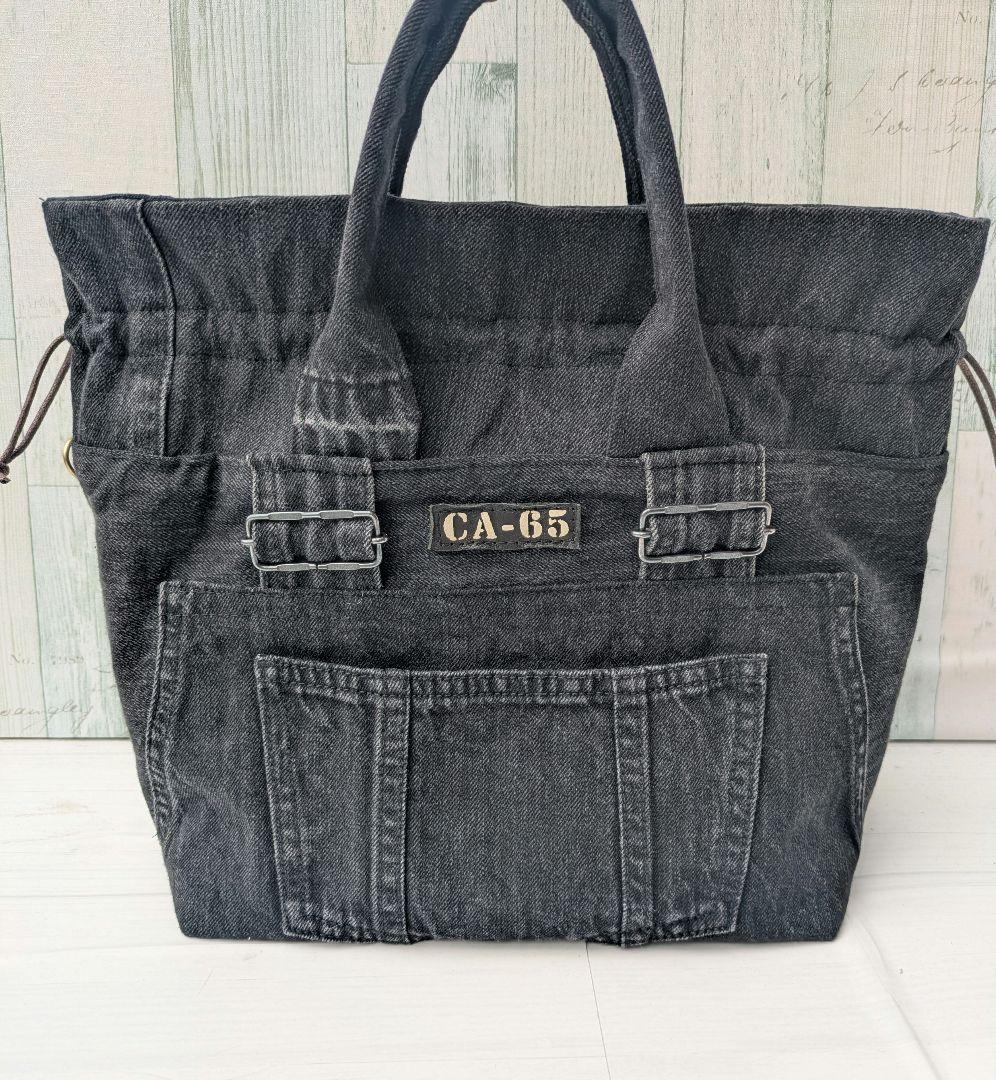 デニムリメイク　巾着トートバッグ　＊オーバーオール＊