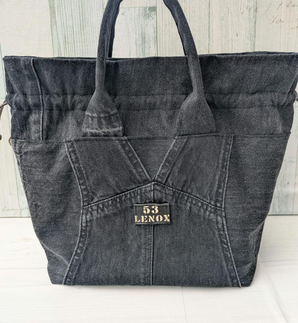 デニムリメイク　巾着トートバッグ　＊オーバーオール＊