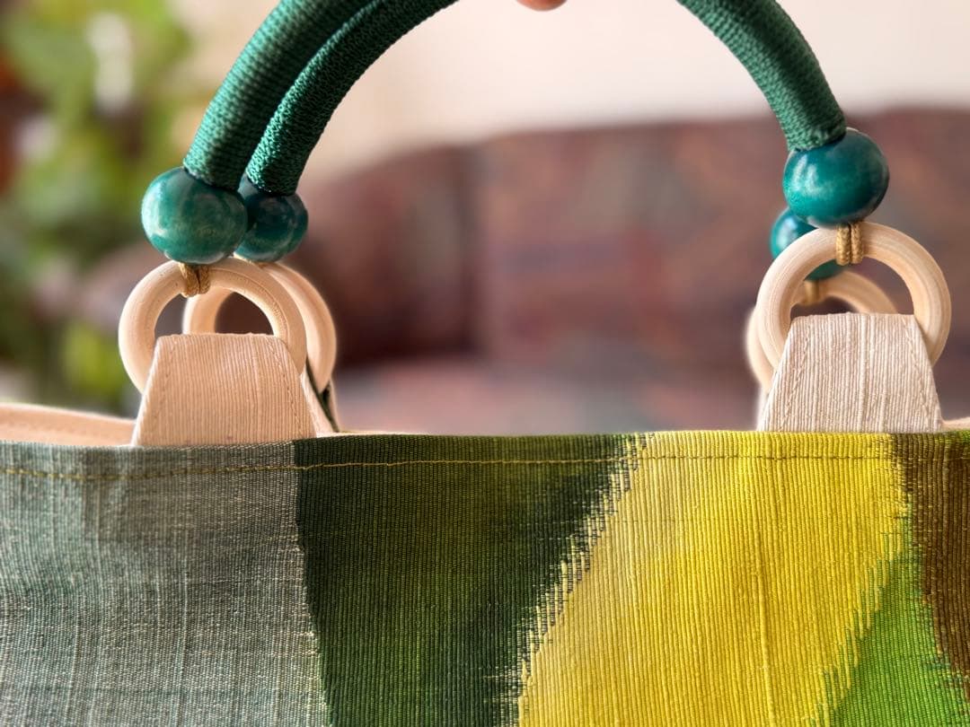 帯リメイクバック　爽やか緑のバック