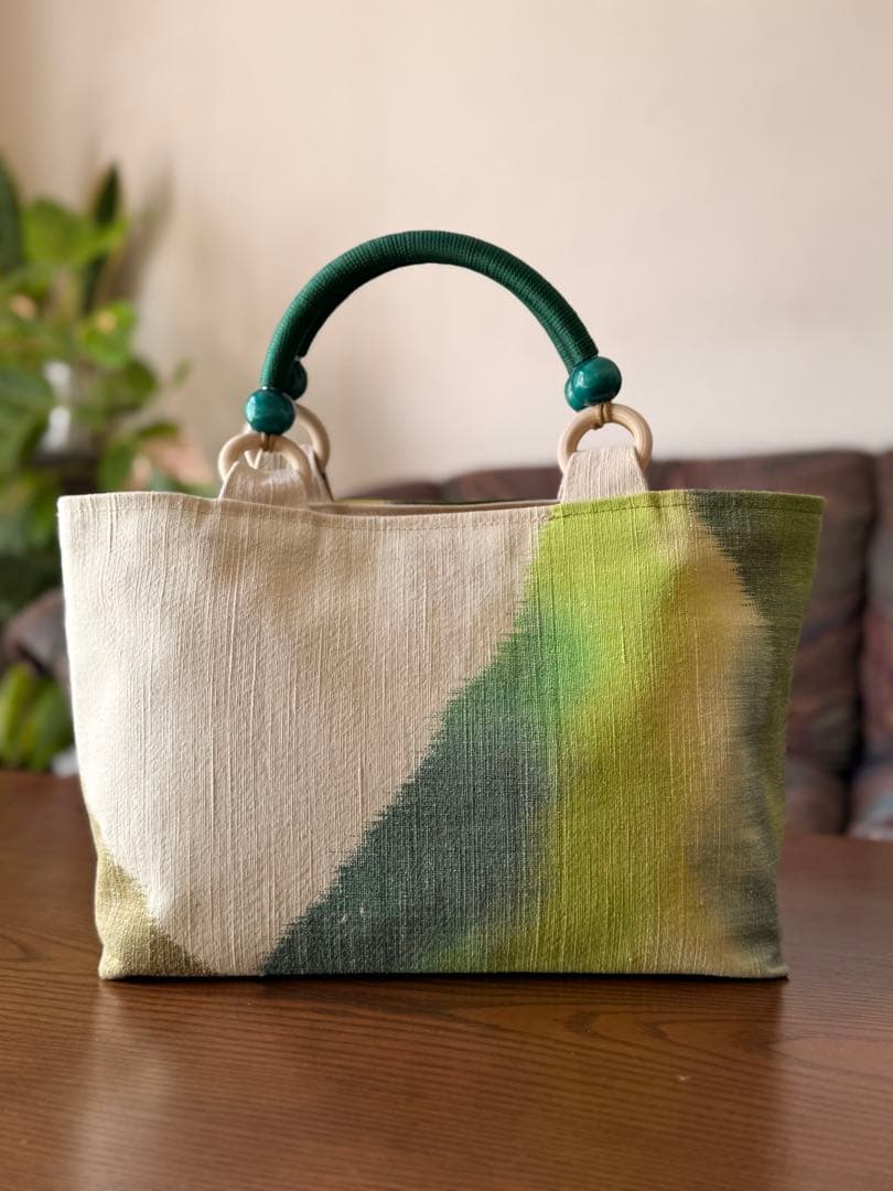 帯リメイクバック　爽やか緑のバック