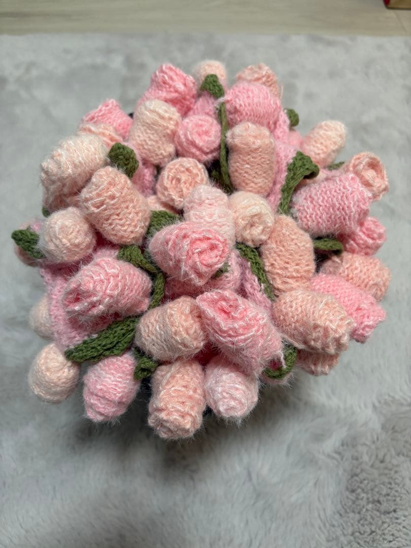 バラの花束ブランケット直径120cm，ピンクのバラのストール