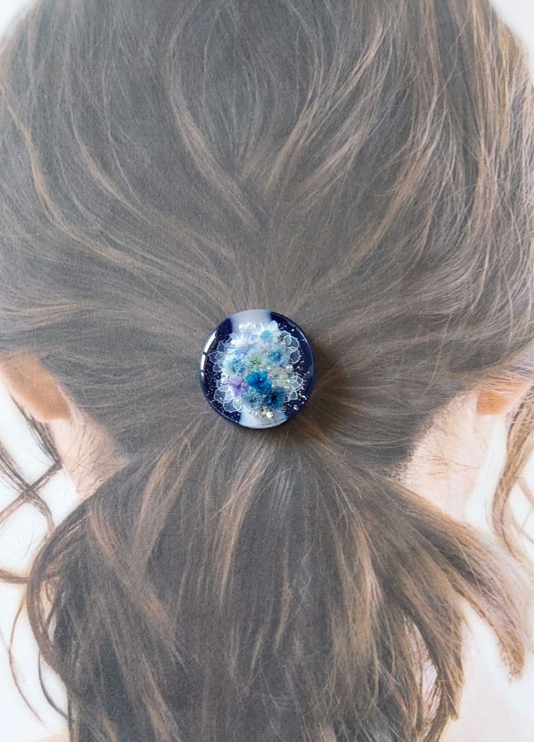 【1024】レジン　ヘアゴム　ポニーフック　ブロ―チ　ハンドメイド