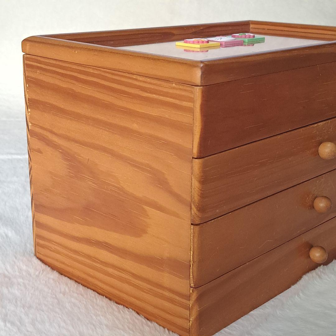 希少　ハローキティ　木製　3段　ジュエリーBOX　収納ケース　アクセサリーケース
