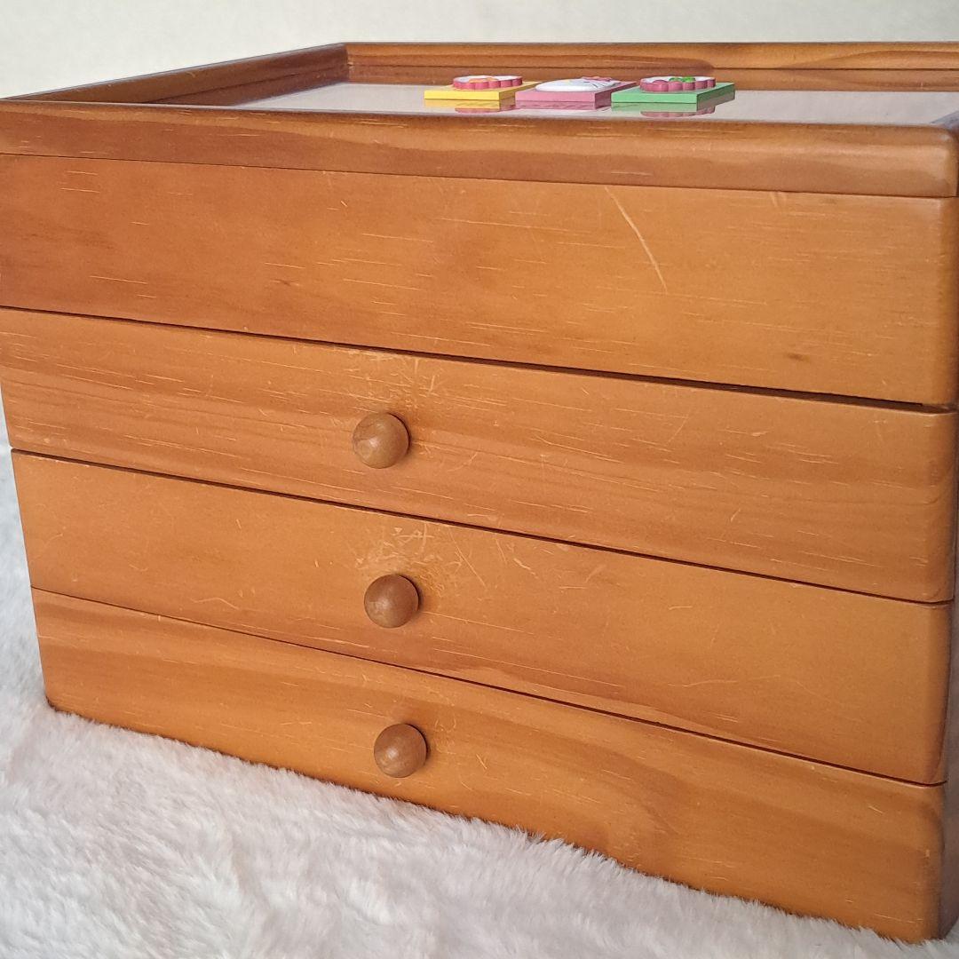 希少　ハローキティ　木製　3段　ジュエリーBOX　収納ケース　アクセサリーケース