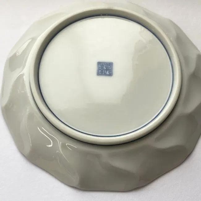 Y美品 龍峰窯 染付捻祥瑞 ガラスデザート鉢 皿 5客セット