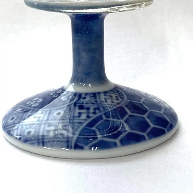 Y美品 龍峰窯 染付捻祥瑞 ガラスデザート鉢 皿 5客セット