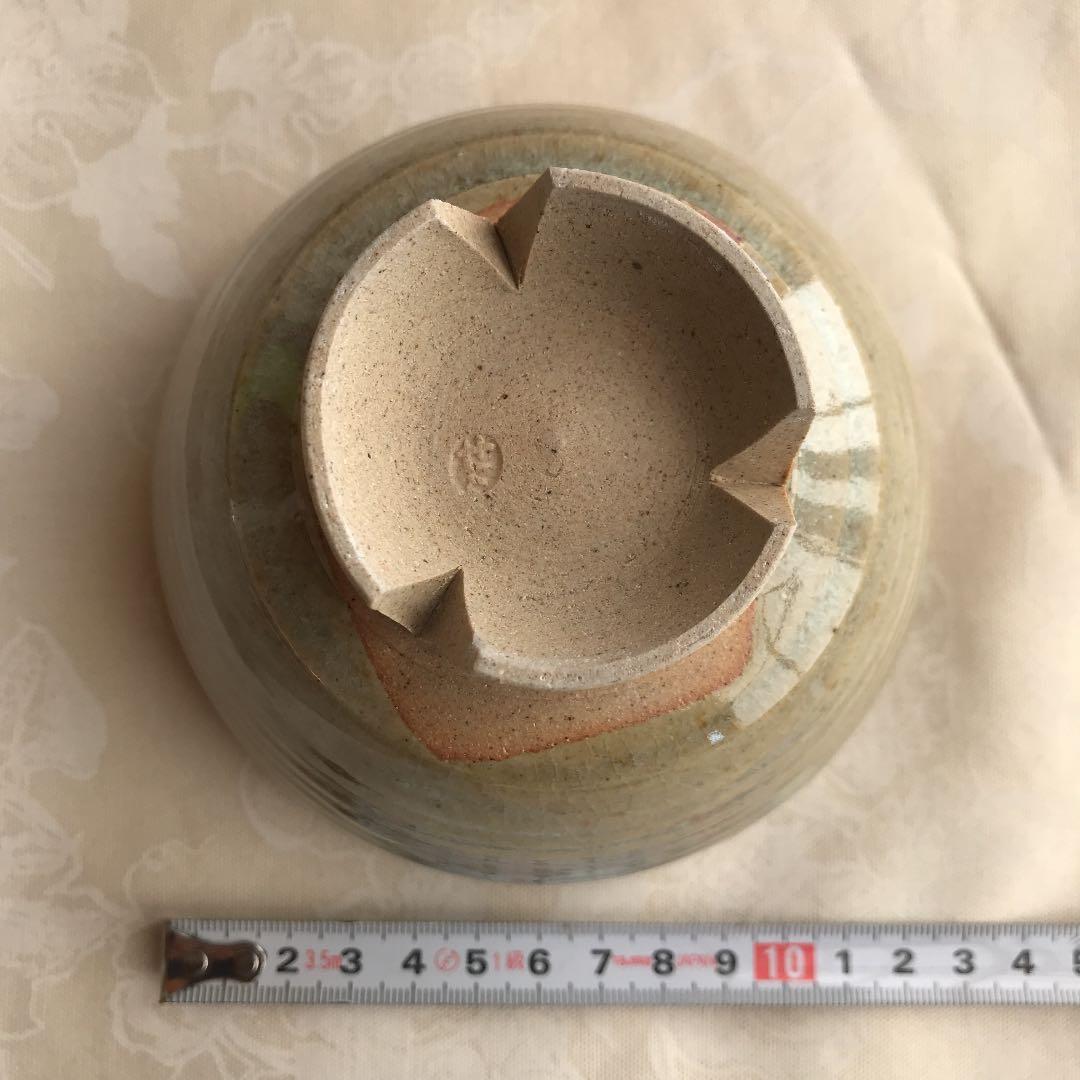 陽炎園　膳所焼　灰釉切高台　茶碗