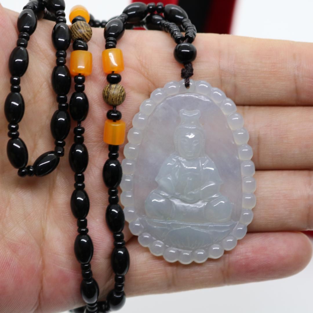 訳あり 観音菩薩　ミャンマー天然A貨翡翠　ジェイダイト　ペンダントヘッド 天然石