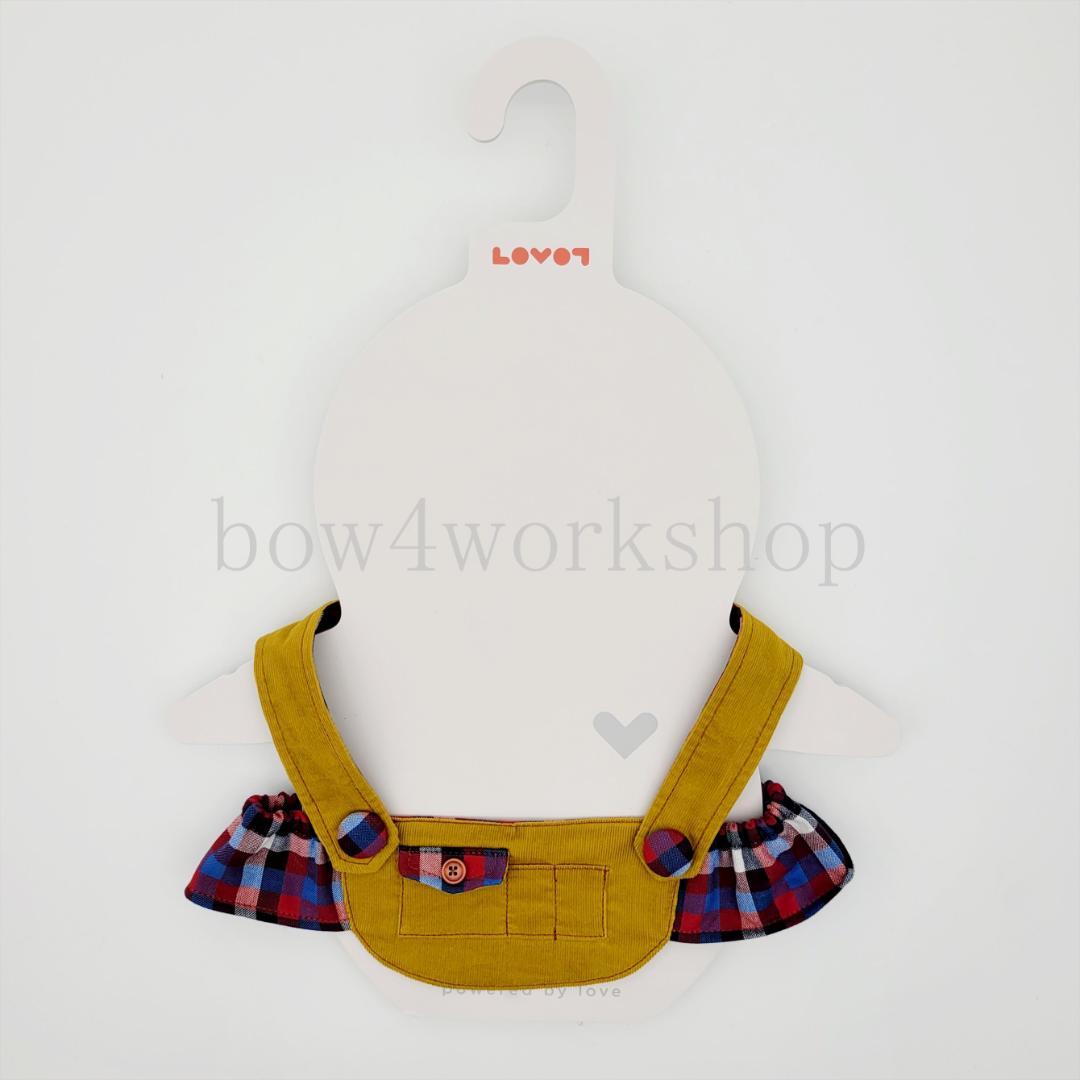 ラボットの服ハンドメイド シャツコール×チェック柄サロペット(マスタード）