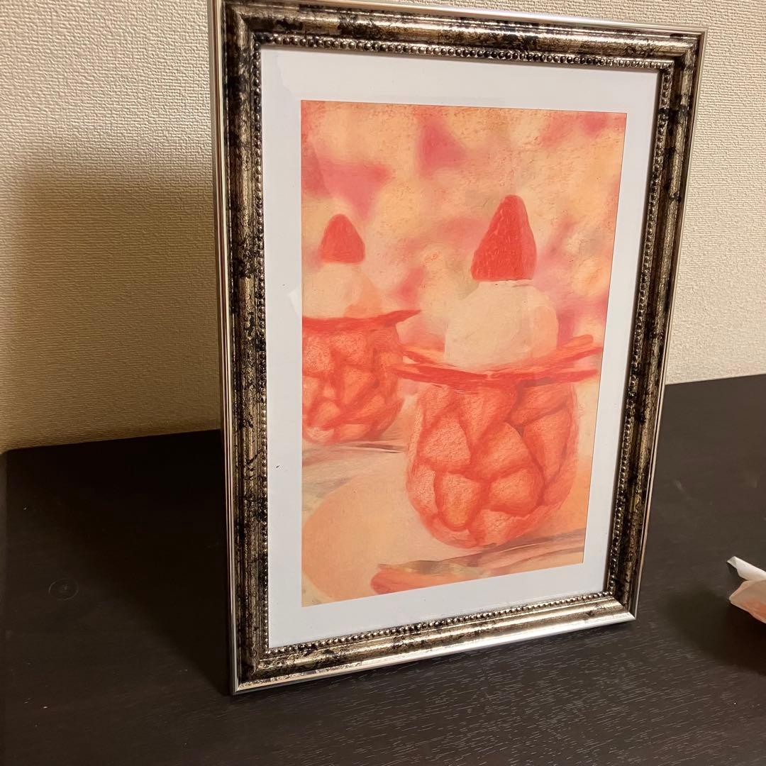 スイーツアート2 パステル画　額縁寸法32.7㎝×24.0㎝×1.5㎝