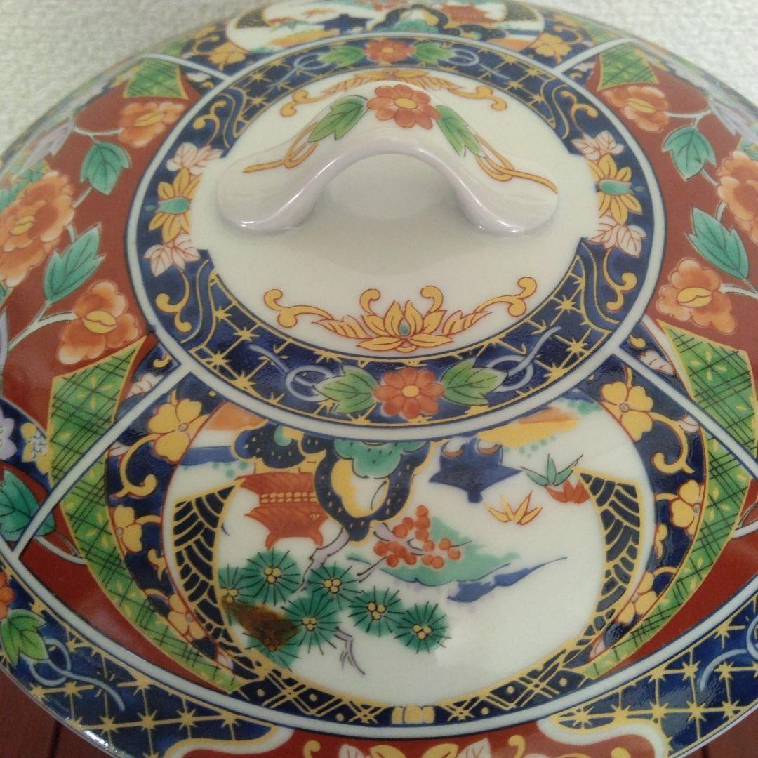 (値下げ）有田焼　昇龍窯　古伊万里　染め錦　金彩吉祥古典柄　三段重ね　蓋付重ね鉢