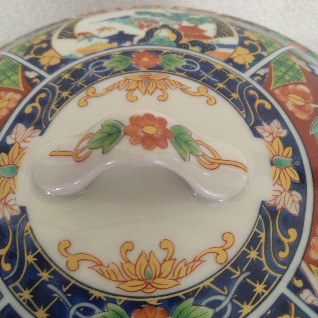 (値下げ）有田焼　昇龍窯　古伊万里　染め錦　金彩吉祥古典柄　三段重ね　蓋付重ね鉢