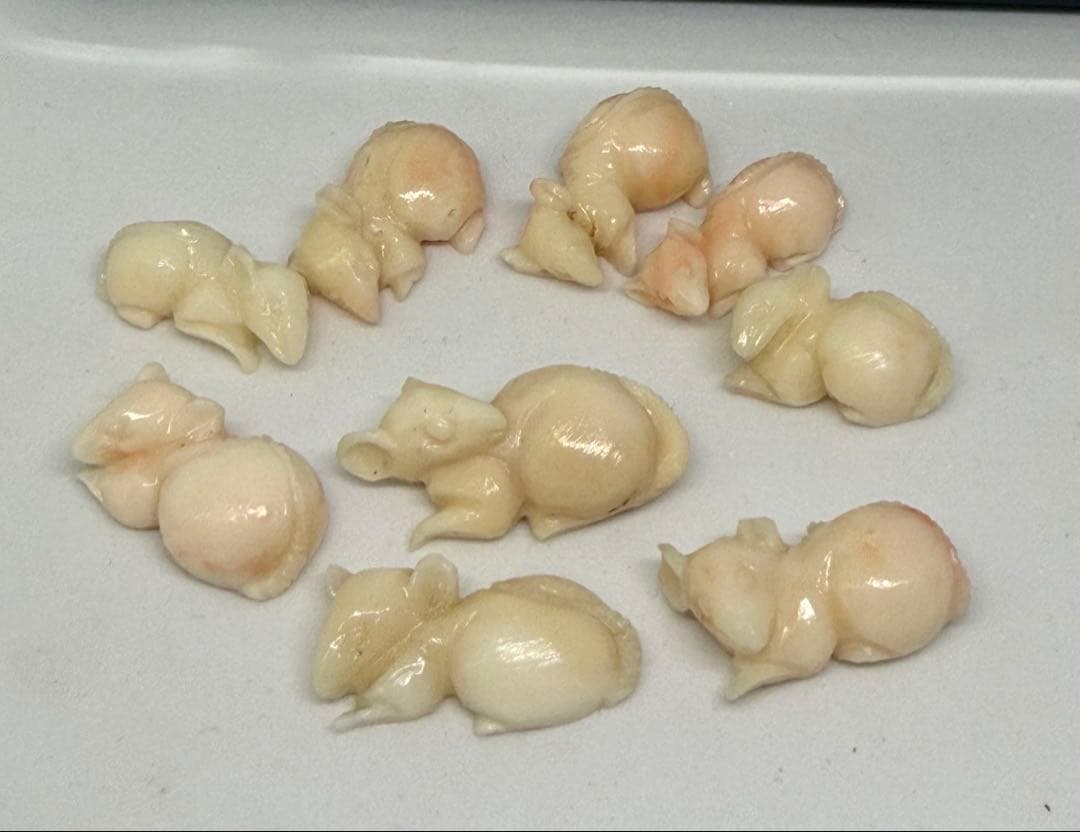 3312 天然白珊瑚動物彫刻 9個セット 約26.35g
