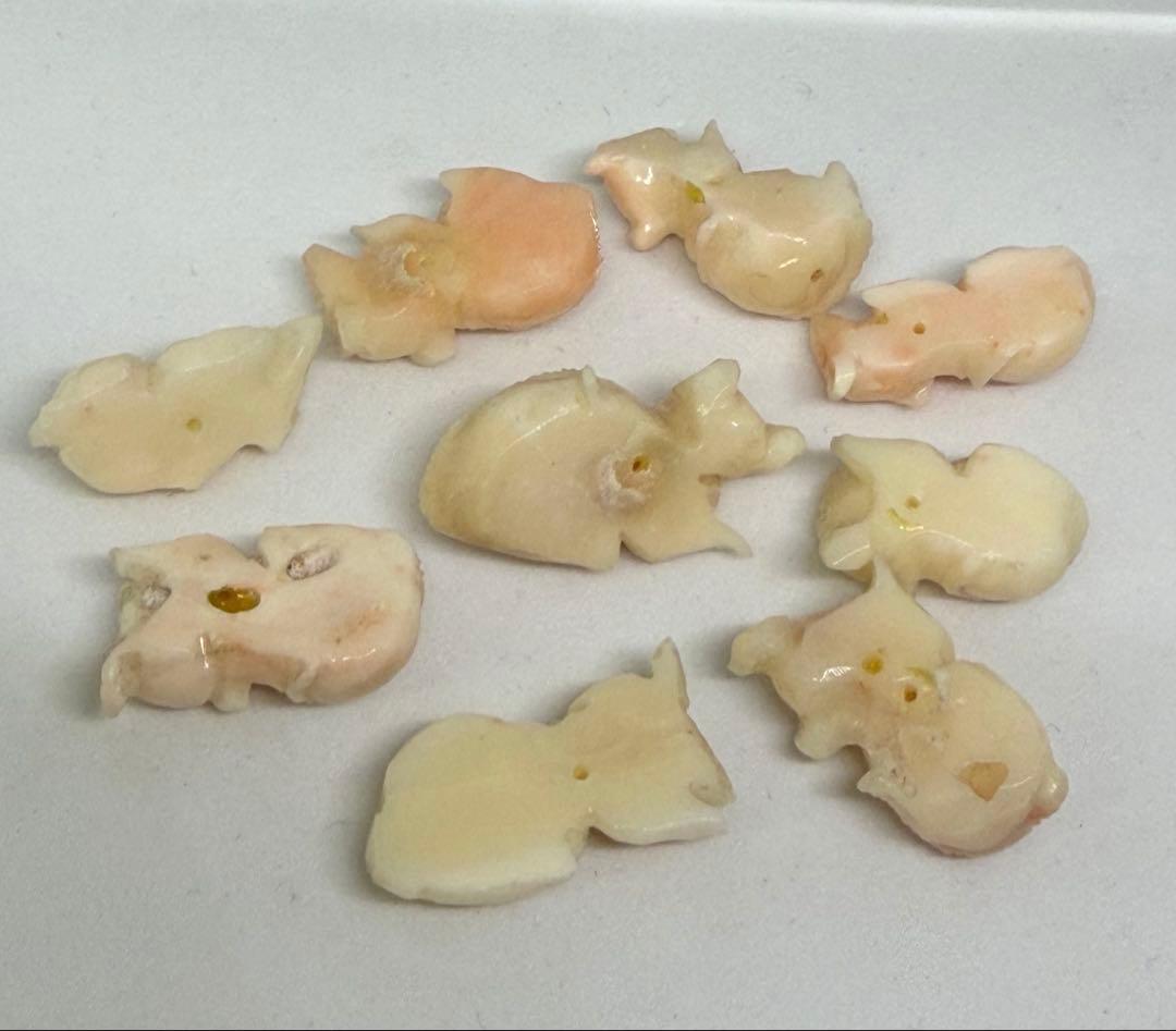 3312 天然白珊瑚動物彫刻 9個セット 約26.35g