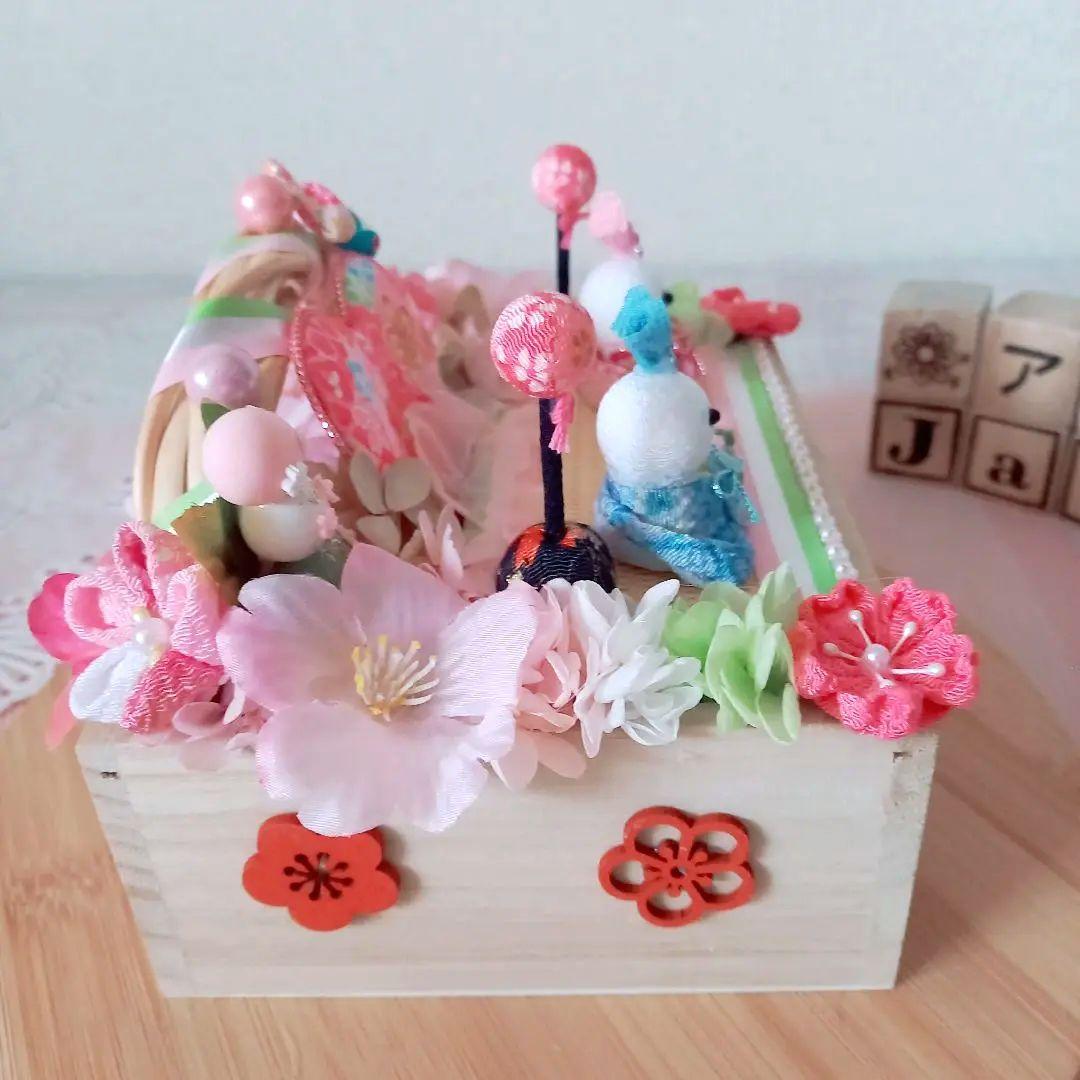 NO20  桃の節句❀.*゜ひな祭りアレンジ  雛人形 木製BOXver.