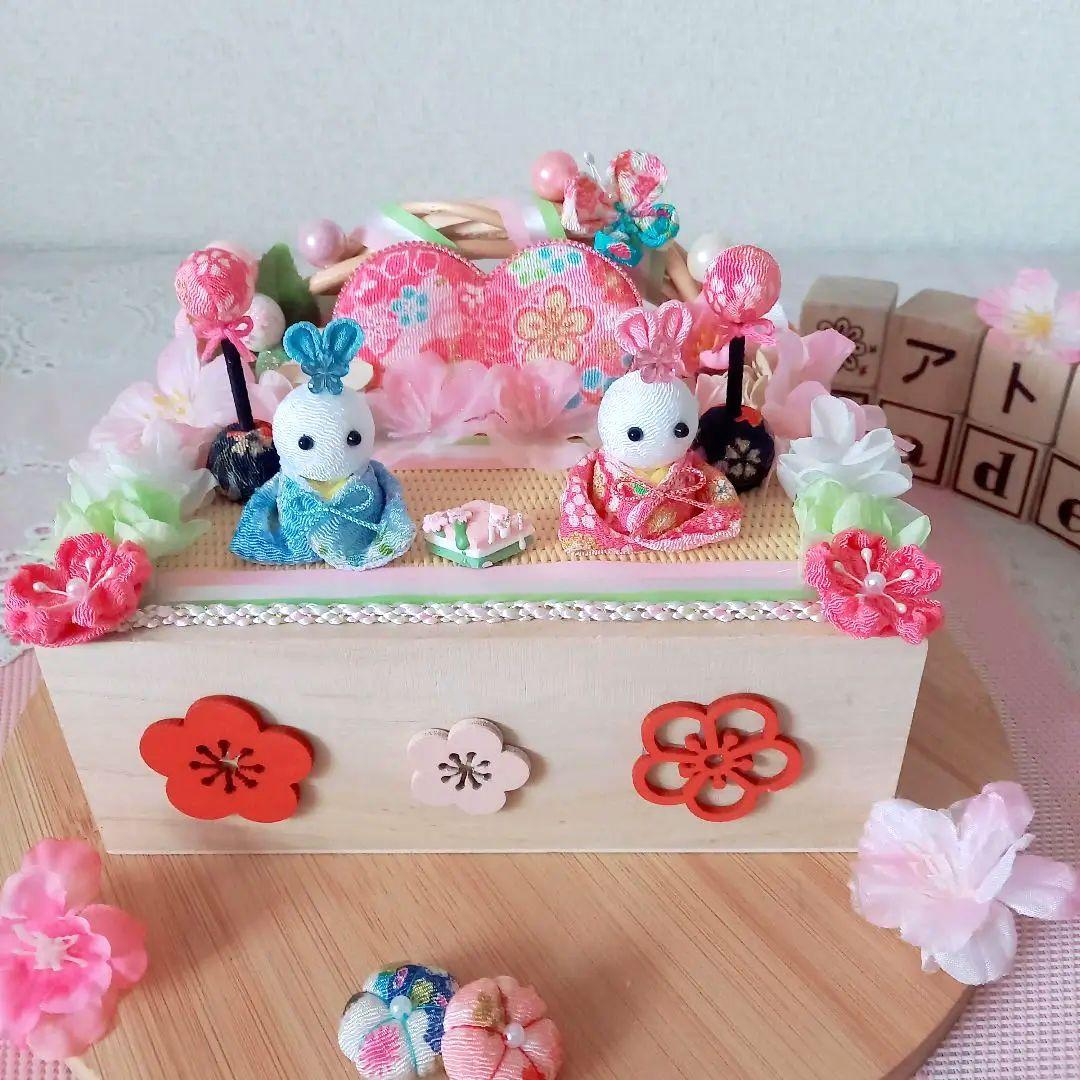 NO20  桃の節句❀.*゜ひな祭りアレンジ  雛人形 木製BOXver.