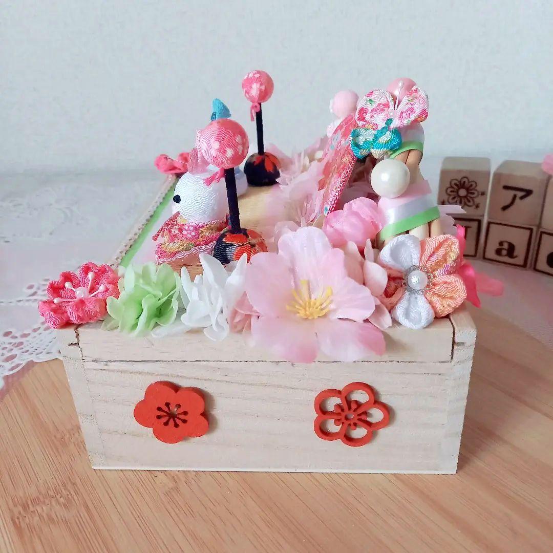 NO20  桃の節句❀.*゜ひな祭りアレンジ  雛人形 木製BOXver.