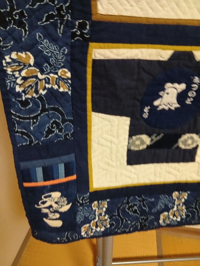 藍染生地使用大判干支パッチワーク120×150