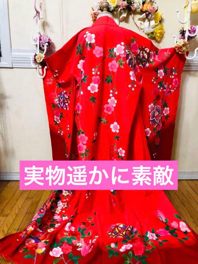 豪華7歳完全フルセット⭐︎未使用しつけ糸付き人気赤地暈し手毬花金彩煌びやか逸品