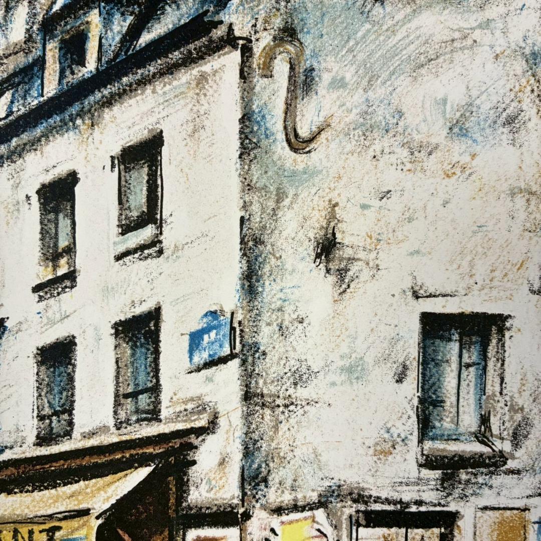 美品 荻須高徳「ラップ通り」リトグラフ アトリエ認証印有 松坂屋 定価17万円