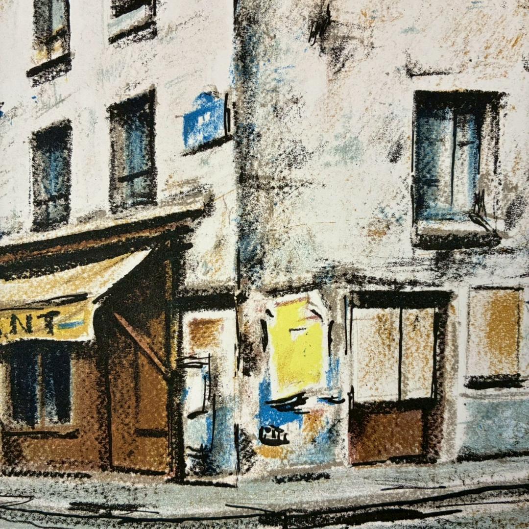 美品 荻須高徳「ラップ通り」リトグラフ アトリエ認証印有 松坂屋 定価17万円