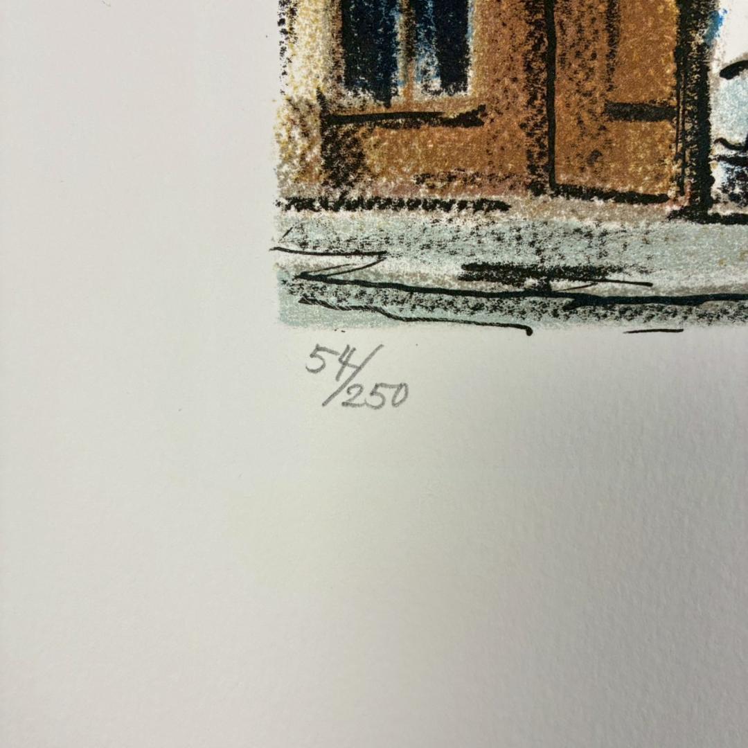 美品 荻須高徳「ラップ通り」リトグラフ アトリエ認証印有 松坂屋 定価17万円