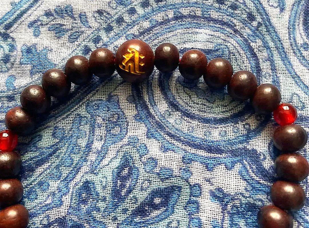 金運爆上げ　珍しい！京都六角堂！柘植製＋赤水晶　特別祈祷　お念珠