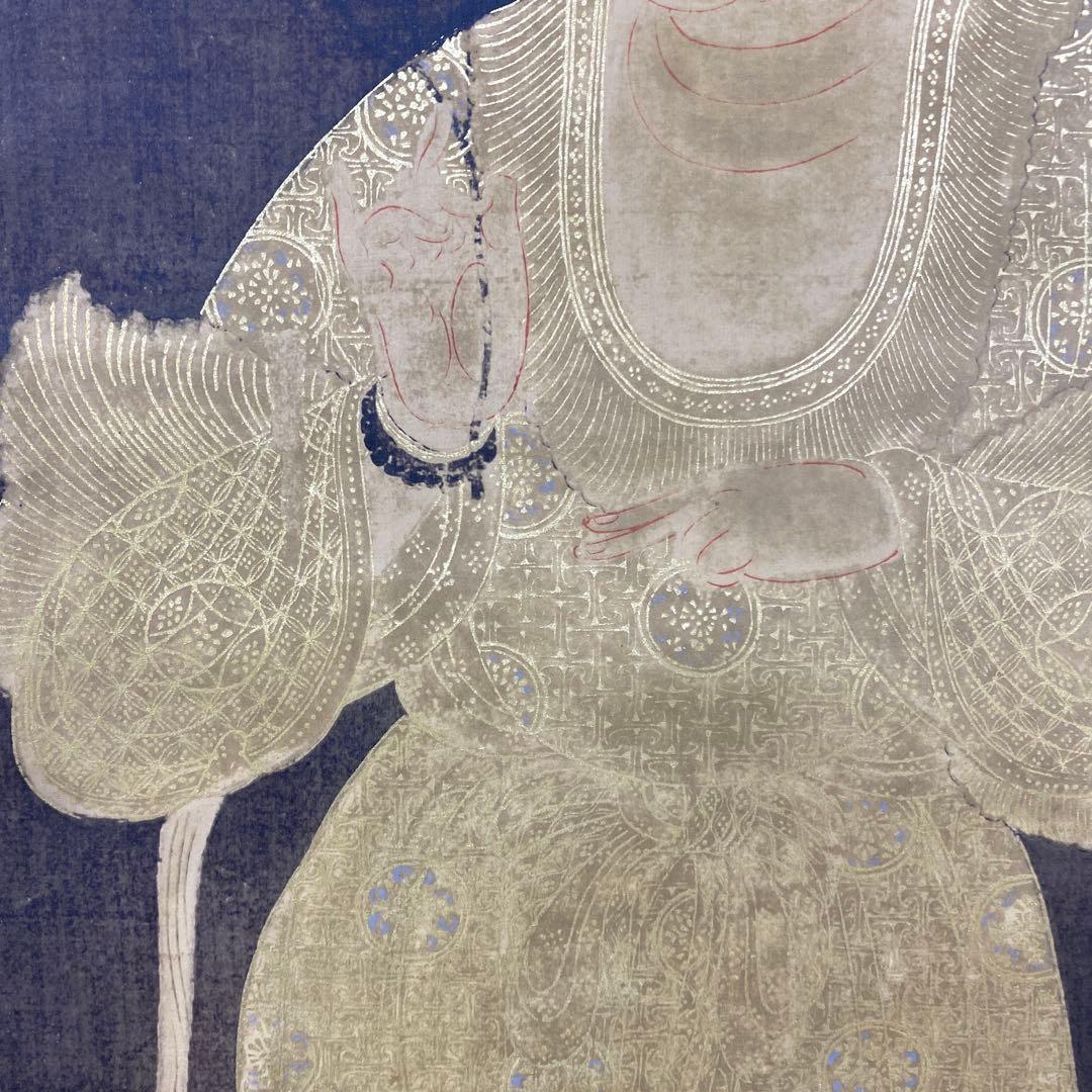 美品 掛け軸 国宝 伝船中湧現観音像 解説付き 仏教美術 空海 印刷 高野山