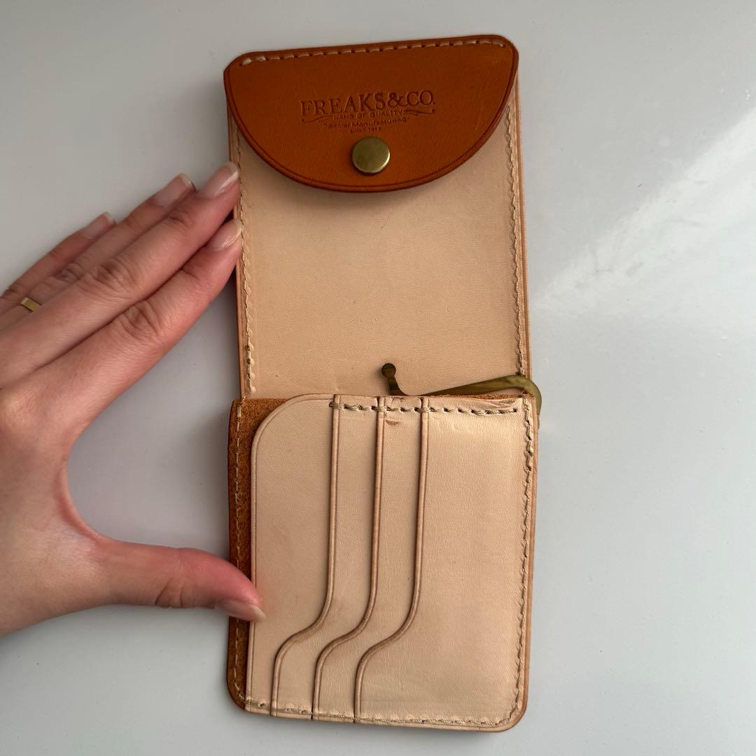 FREAK&CO. マネークリップ 小銭入れ付き キャメル ミニ財布 レザー