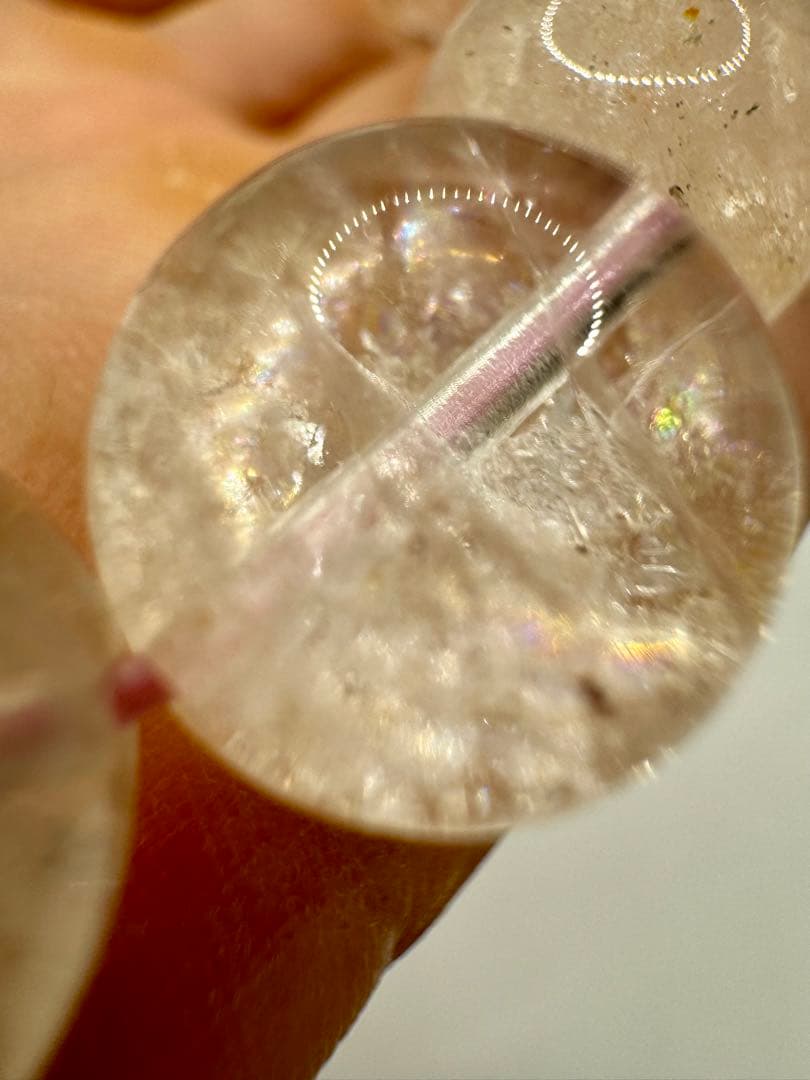 虹がいっぱい大粒 アイリス ローズクウォーツ　大玉 14mm