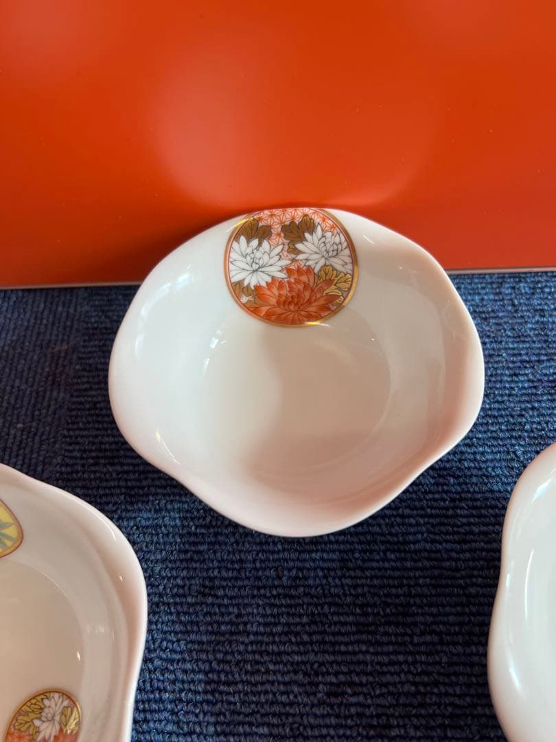 1385 深川製磁 寿赤絵 小皿揃 5客セット　未使用